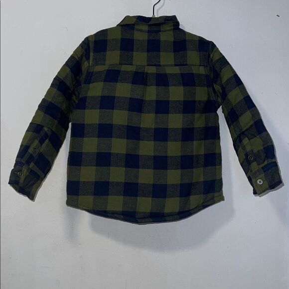 7 FOR ALL MANKIND Olive Green and Navy Buffalo Check Flannel Overshirt- 4T NWT! - Picture 4 of 11